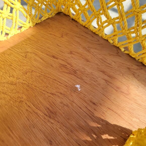 Small Macrame Crochet Cotton Yellow Plant Holder Chair Decor Earthy - Picture 10 of 10